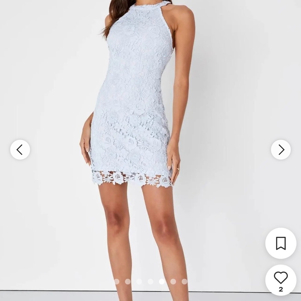 Lulu's Light Blue Lace Mini Dress